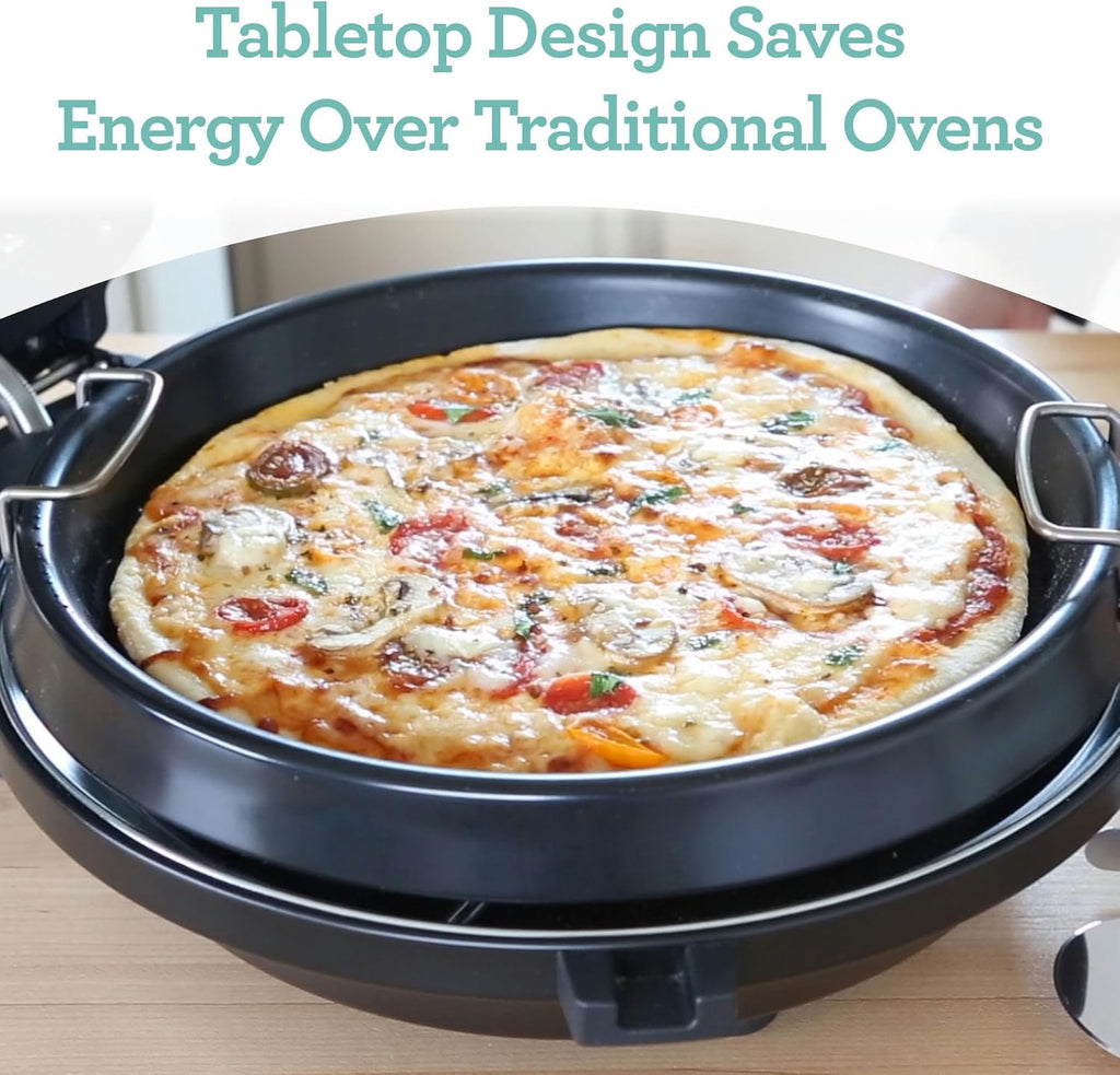 Euro Cuisine PM600 12" Rotating Pizza Maker with Stone & Baking Pan M25085