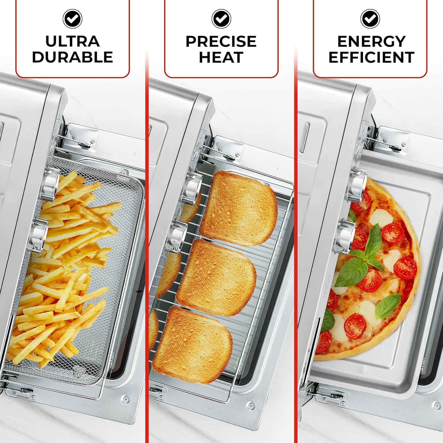 Zulay Large Countertop Air Fryer - Stainless Steel Toaster Oven Combo, 26.4Qt O966