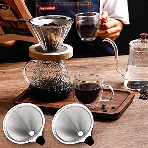 Stainless Steel Pour Over Coffee Filter Reusable Cone Dripper D657
