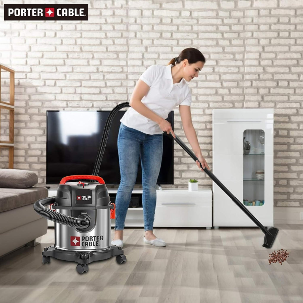 PORTER-CABLE PCX18301-4B 4 Gallon 4 HP Wet/Dry Vacuum, Stainless Steel Portable P1704