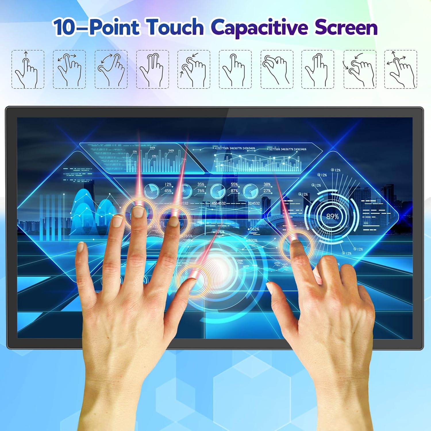 32 inch Capacitive Multi-Touch Industrial Monitor with Speakers, USB, VGA, DVI & HDMI Ports I9647