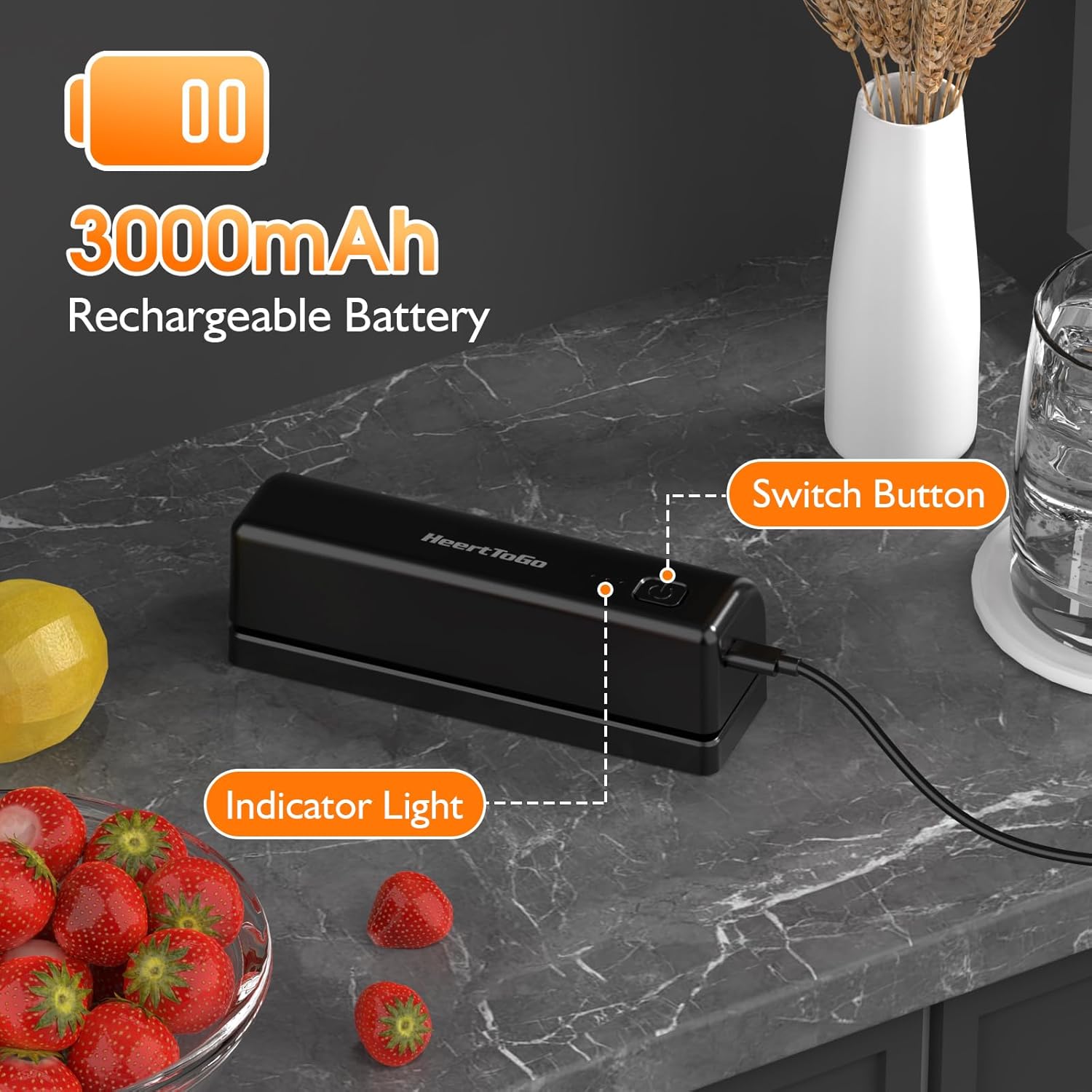 Mini Rechargeable Heating Sealer for Food Bags, Portable Kitchen Tool X19949