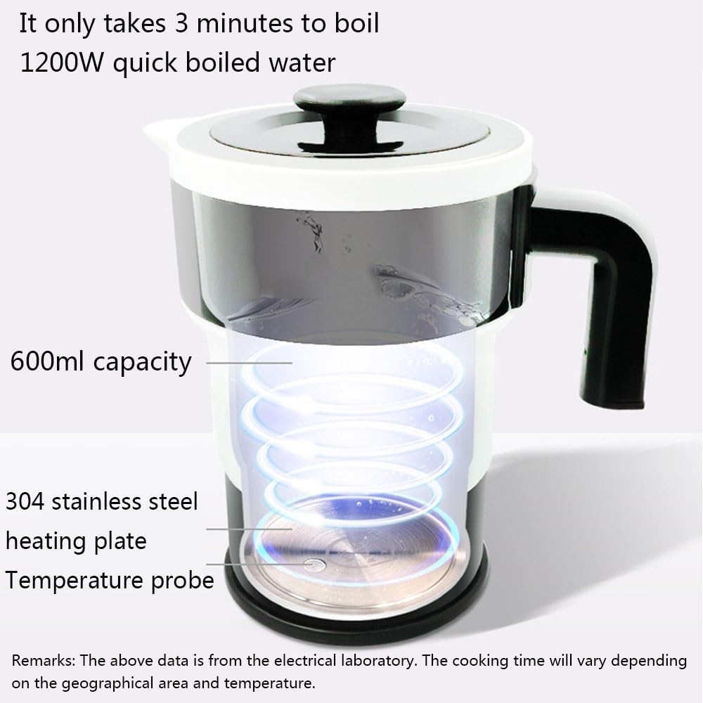 Foldable Electric Kettle with LED Display, Food Grade Silicone, 0.6L W929