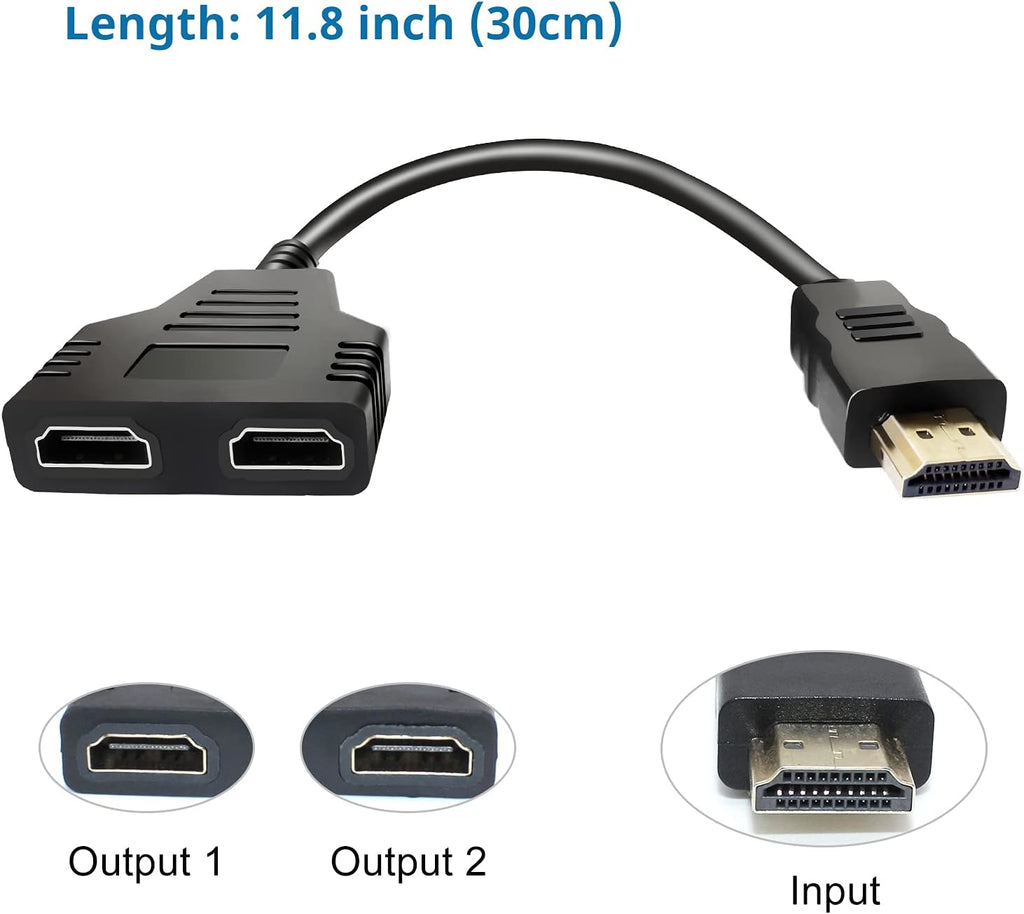 HDMI Splitter 1 in 2 Out Male to Dual Female 1080P 30cm R25327