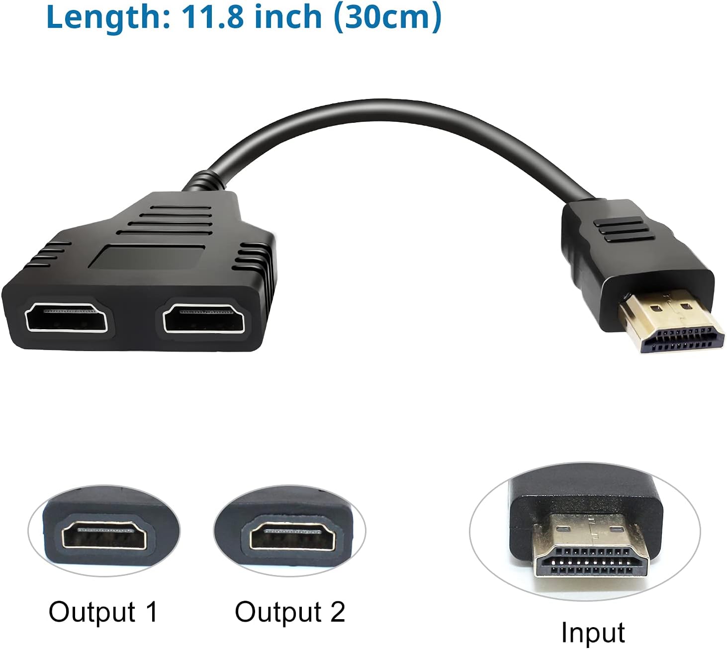 HDMI Splitter 1 in 2 Out Male to Dual Female 1080P 30cm R25327
