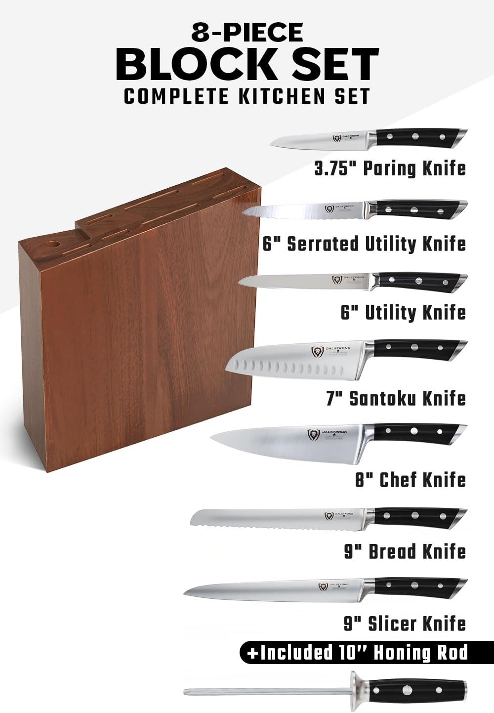 Dalstrong Gladiator Series 8-Piece Knife Block Set, German High Carbon Steel D438573