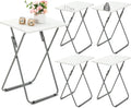Folding TV Tray Tables, Set of 4 TV Trays, Snack Tray Tables Foldable, Portable TV Dinner Tables Folding, No Assembly Required for Couches, Living Room, Bedroom, 19 x 15 x 26 Inch (White)