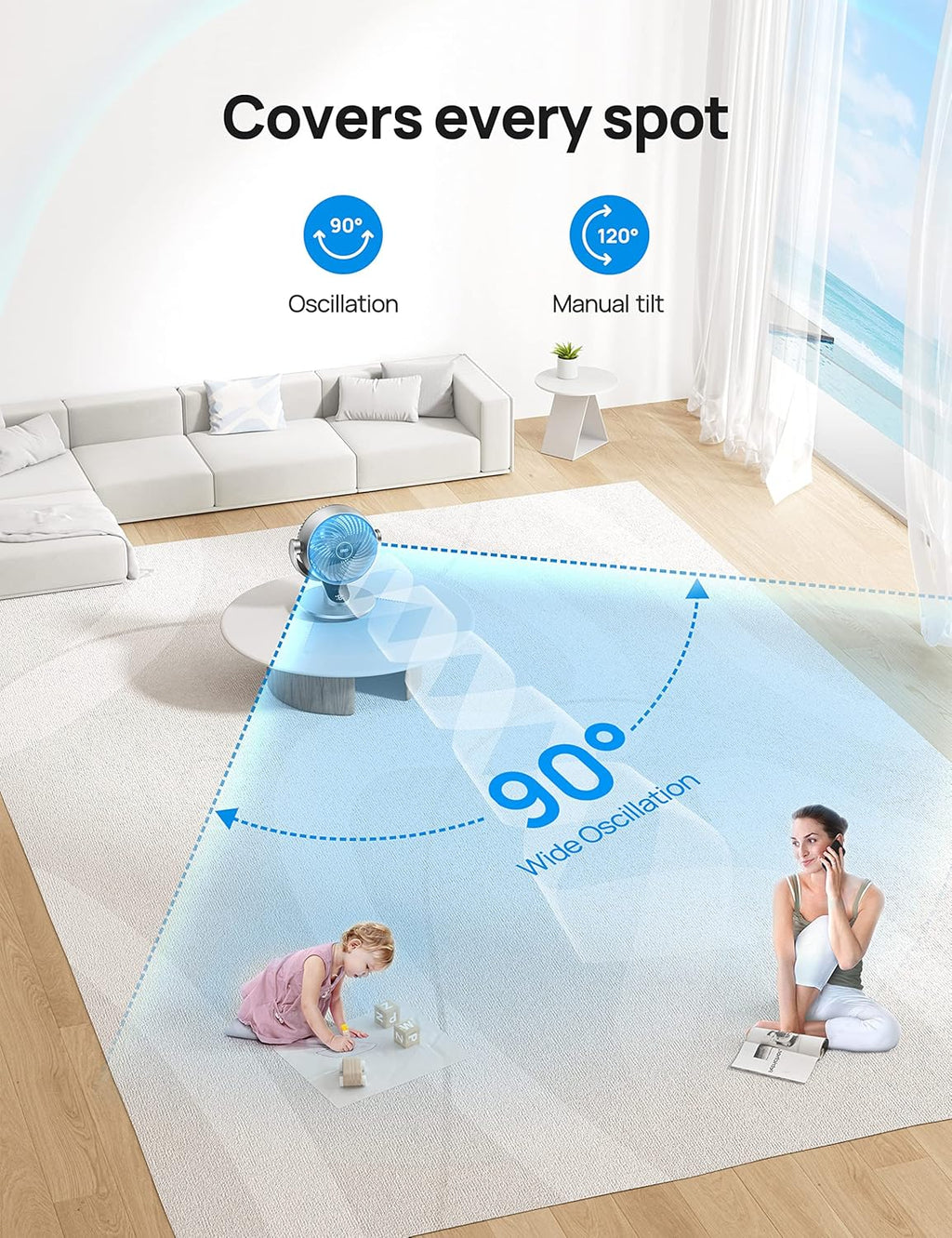 Dreo Smart Tower Fan and Air Circulator Fan Bundle with Remote Q4910