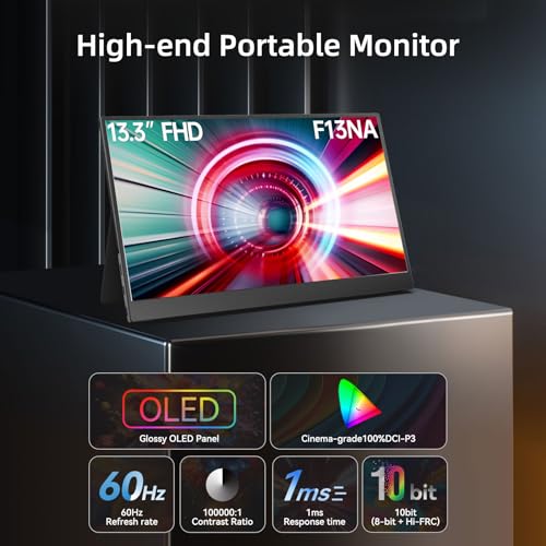 Intehill 13.3-inch OLED Portable Gaming Monitor FHD 1ms X62037
