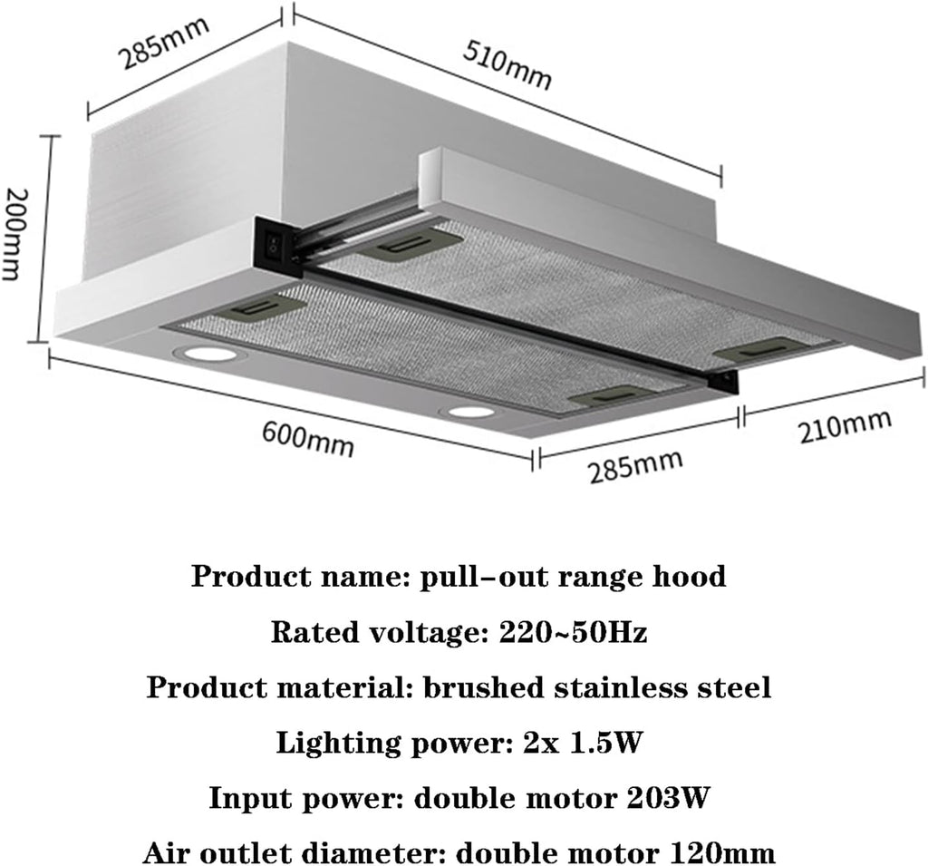 Stainless Steel 600mm Built-in Cooker Hood with LED Light S133305