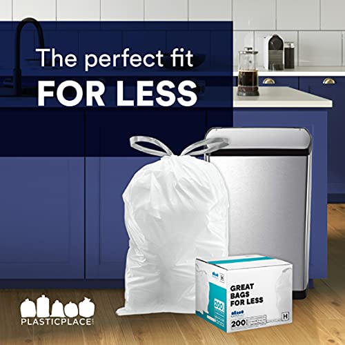 Plasticplace 6 Gallon Trash Bags, White Drawstring, 17" x 20" U574532