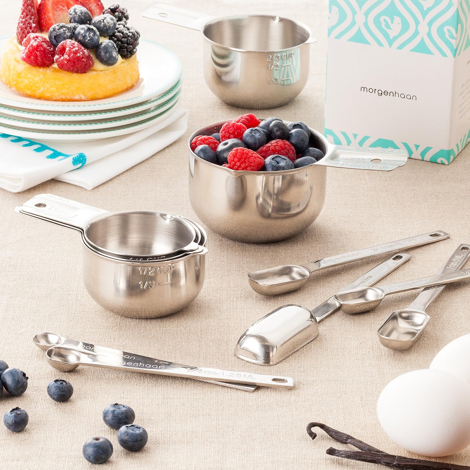 Stainless Steel Measuring Cups and Spoons Set 18-Piece, Dishwasher Safe S8073