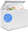 Smad Chest Freezer 10 Cu. Ft. Large Deep Freezer with Lock and Adjustable Thermostat, Low Noise, Garage Ready Chest Freezer for Home, Kitchen, and Basement, White