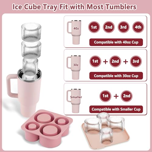 Silicone Ice Cube Tray for Tumbler, 4 Pcs Cylinder Ice Mold for Freezer W65887
