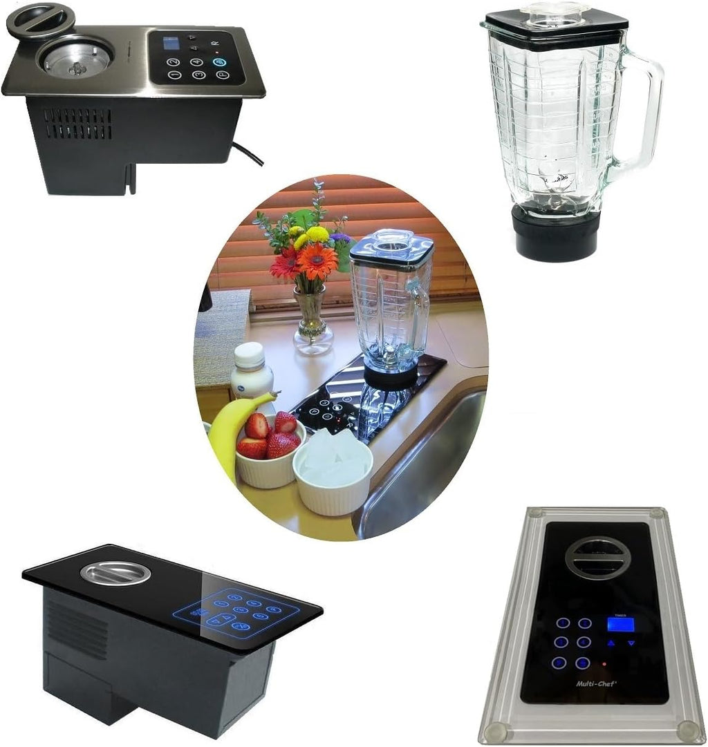 Built-in 6 Cup Glass Blender: 1000 Watt Motor Hidden Below CounterTop; Multi-Function, Universal: + Glass Cover-(NuTone Food Center); Drawer Install Option; IN-COUNTER BLENDER