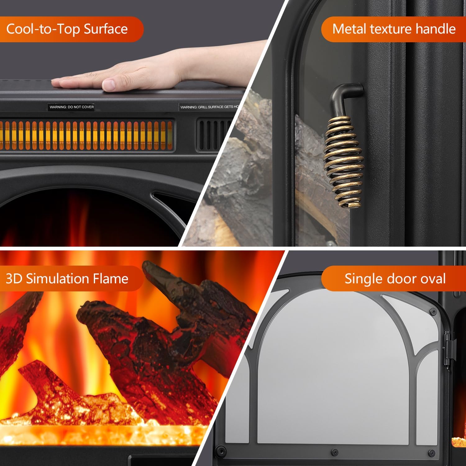 R.W.FLAME Electric Fireplace Heater 25" Freestanding Infrared Stove Q27460