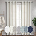 Pitalk Grommet Linen Blended Sheer Curtains for Living Room