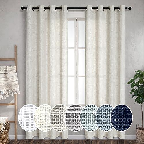 Pitalk Grommet Linen Blended Sheer Curtains for Living Room