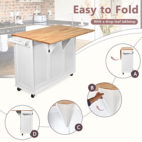 SILKYDRY Kitchen Island with Stainless Steel Top and Storage Cabinet H59405