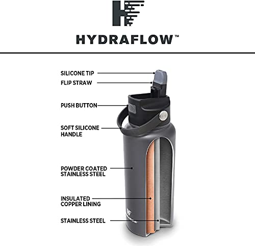 Hydraflow Hybrid Triple Wall Vacuum Insulated Stainless Steel Water Bottle with Flip Straw O280