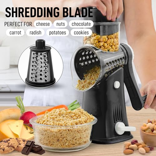 Rotary Cheese Grater with Reinforced Suction, Stainless Steel Drum Blades C537410