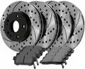 8pcs Ceramic Brake Pad Sets 4pcs Drilled and Slotted Rotors Kit Front Rear Side Black Performance Drilled and Slotted SCD787PR41259 980138R EHT537H