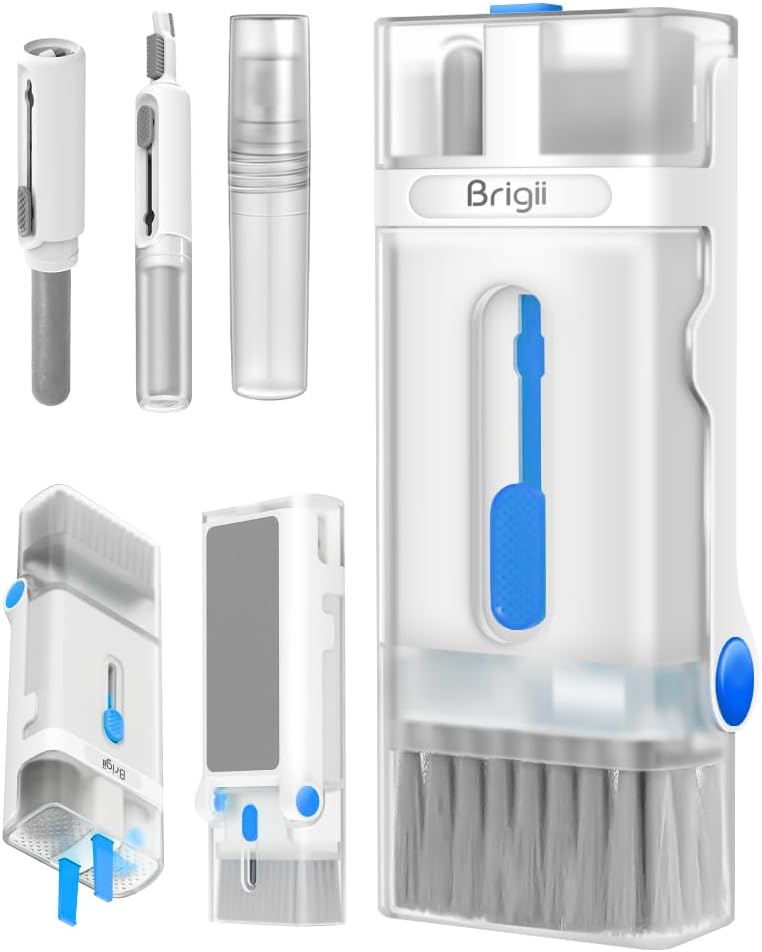 Brigii Keyboard Cleaner Kit, Keycap Puller, Keyboard Brush, Multi-Function Cleaning Pen, Screen Cleaning Kit for Laptops, Keyboards, Cell Phones, and Headsets -Blue