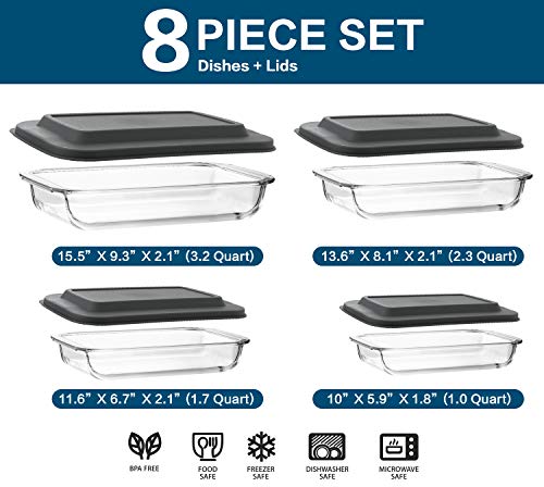 Glass Baking Dish Set with Plastic Lids, 8-Piece V3248