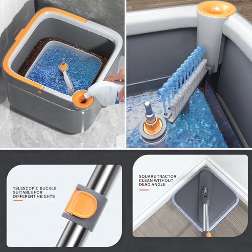 Spin Mop M16 with Bucket and Wringer Set, 360 Degree Rotatable D9658