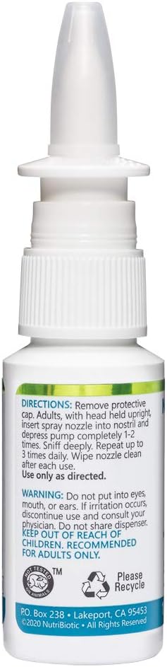 NutriBiotic Nasal Spray Plus 1 FL OZ Nasal Lubricant with Grapefruit Seed Extract F46683