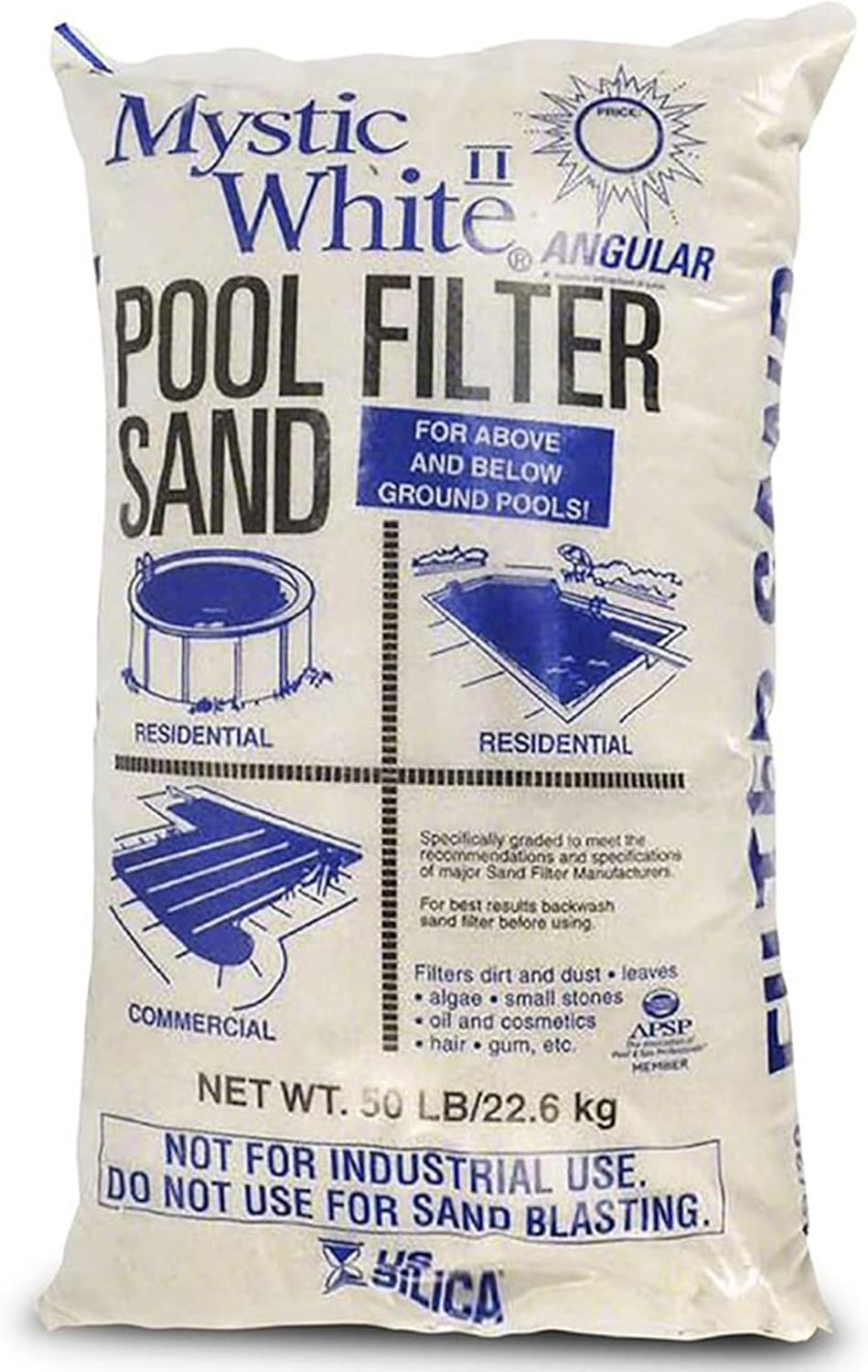 Mystic White II Swimming Pool Filter Sand Refill, 50 lb, 2 Pack Y73850
