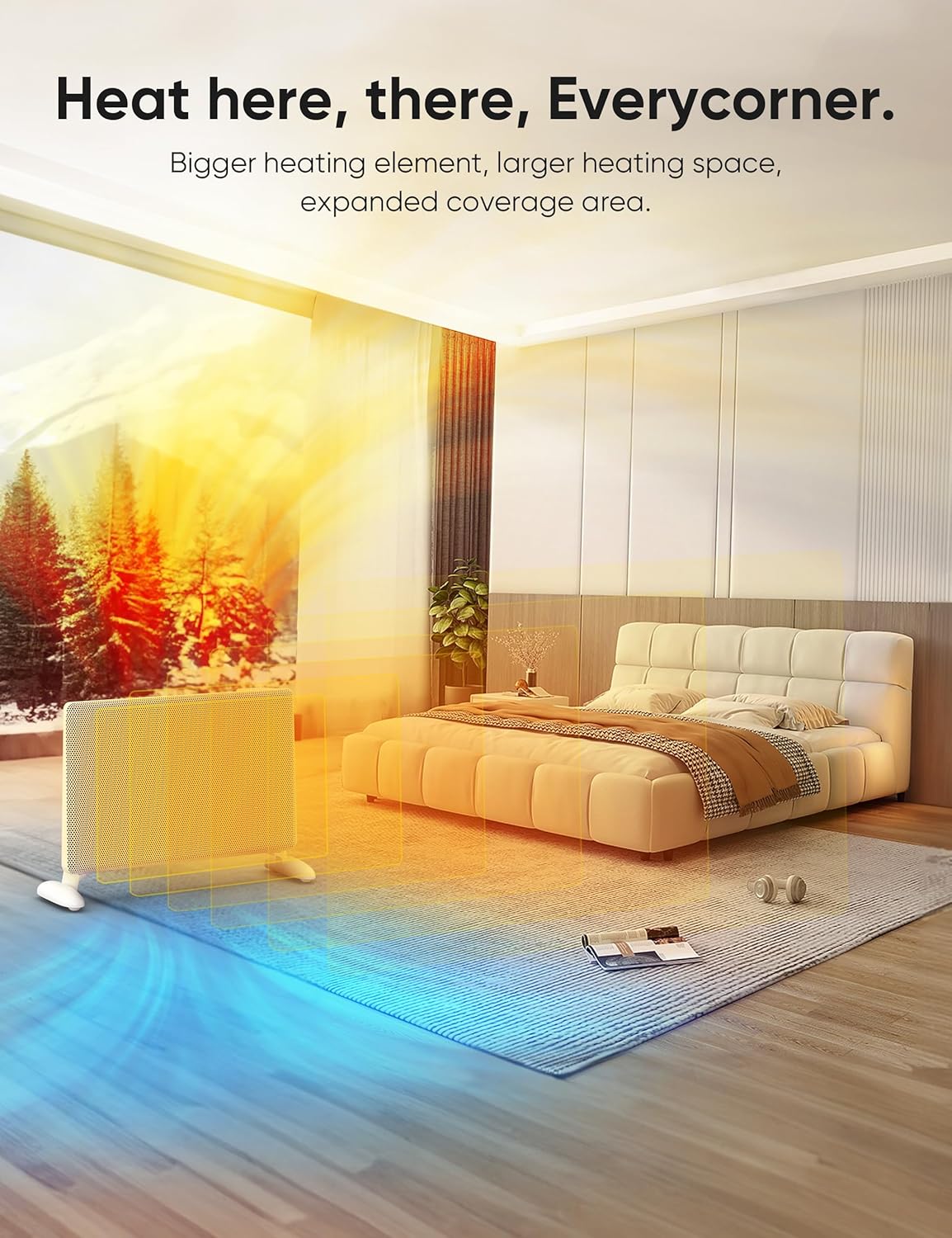 Ballu Mica Infrared Space Heater for Indoor Use, WiFi App Control, 1500W Panel Electric Heater O312687