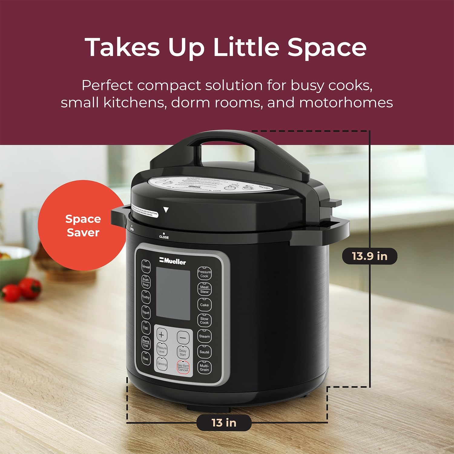 Mueller 6 Quart Pressure Cooker 10 in 1 with Tempered Glass Lid T43047