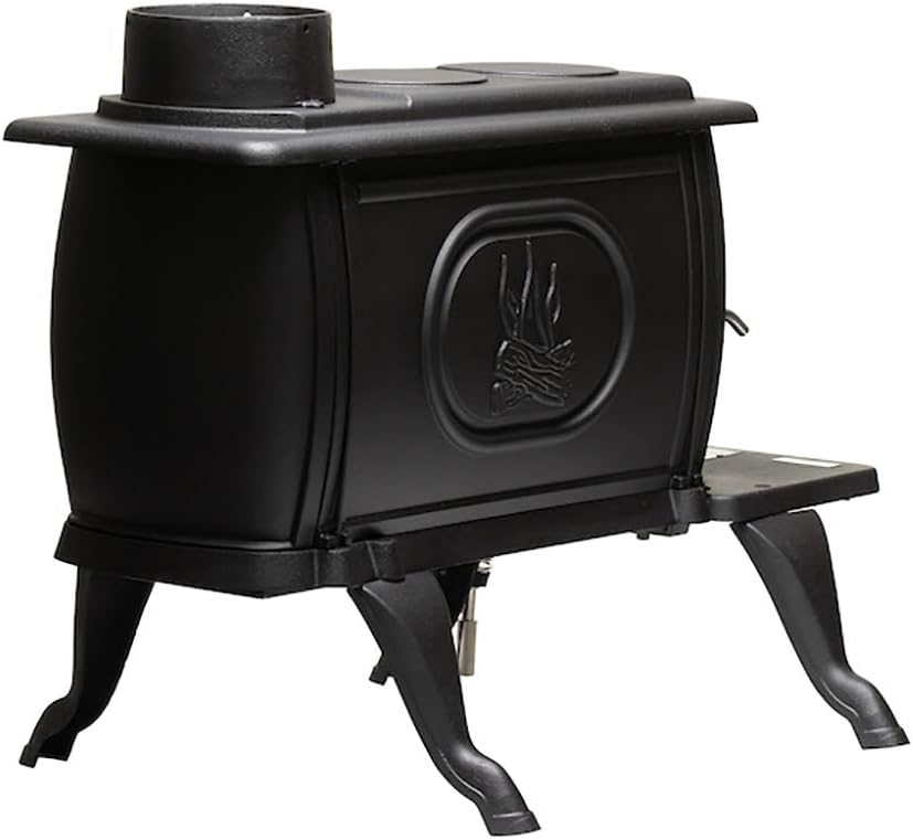 US Stove Company Rustic Cast Iron Wood Stove, 900 sq ft, 54,000 BTUs A476
