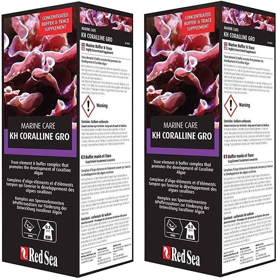 Red Sea Fish Pharm Coralline GRO Live Rock Vitalizer Salt Water Conditioners for Aquarium, 1000ml (Two - 500ml Bottles)