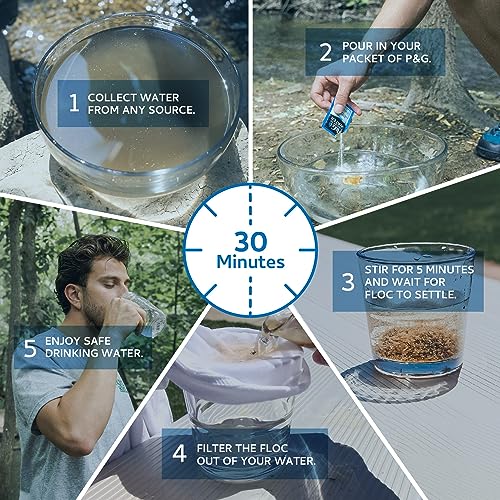 P&G Purifier of Water Portable Water Purification Powder Packets for Camping and Hiking D569