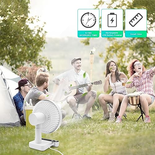 WIXBOSHU Rechargeable Oscillating Desk Fan, 4 Speeds, USB J76033