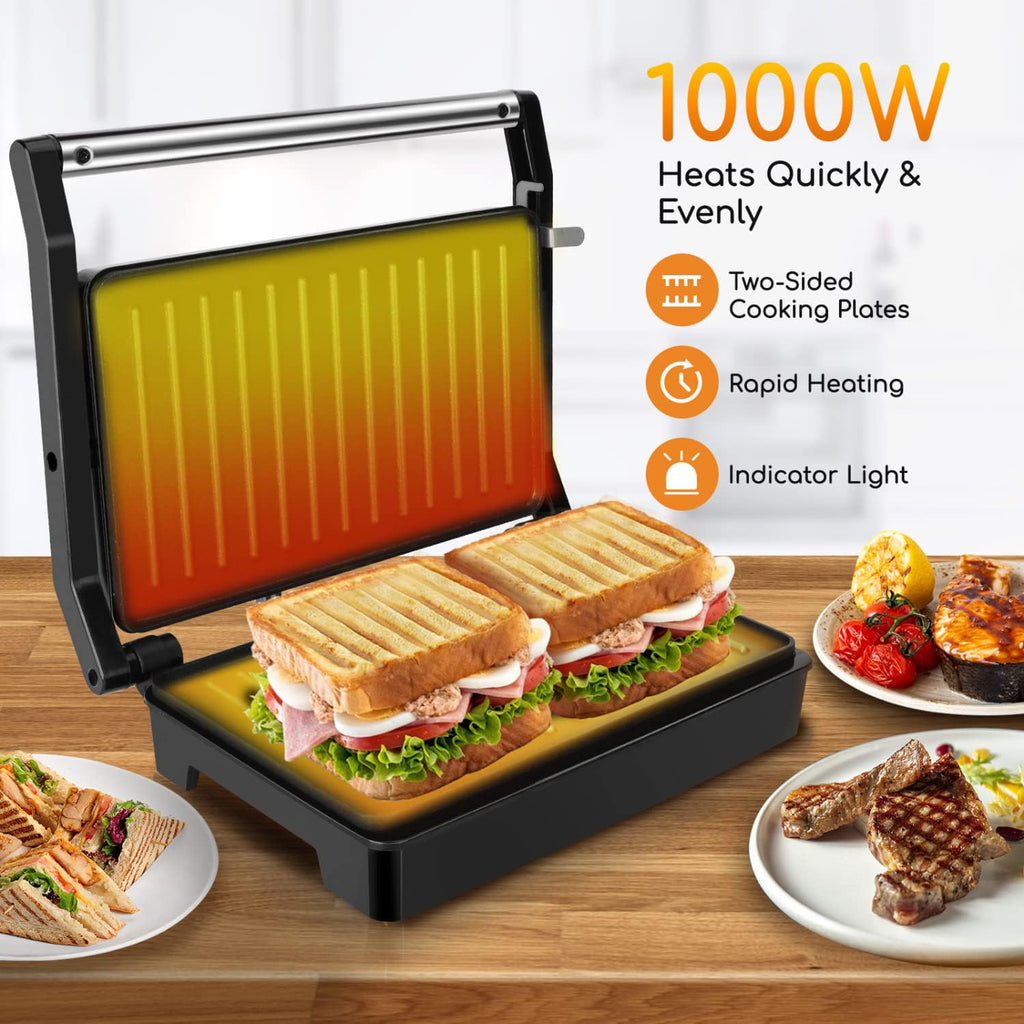 Aigostar Belgian Waffle Maker 8 Inch Non Stick, 1000W Sandwich Press Grill W975410