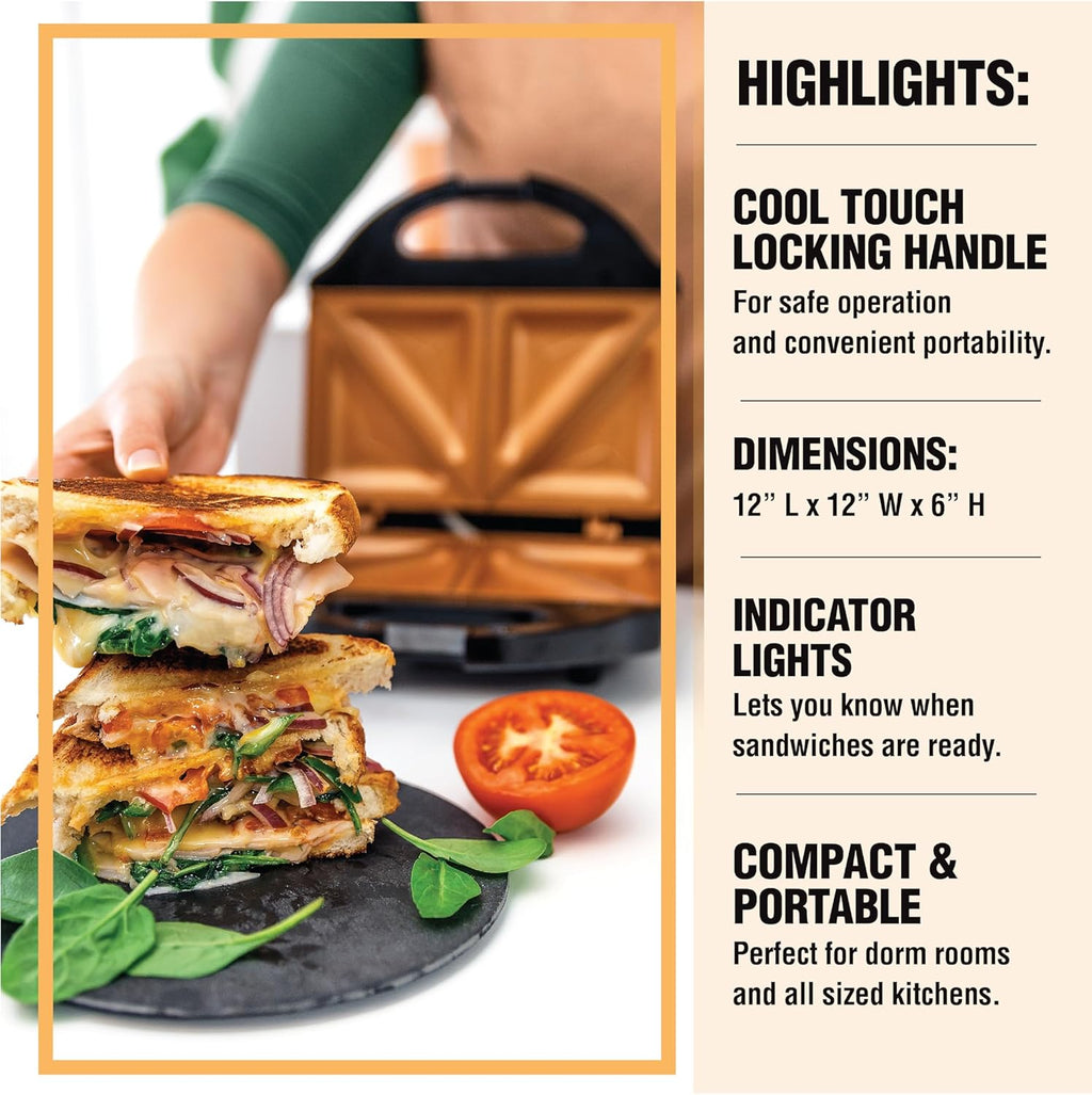 Gotham Steel Nonstick Panini Press 2-in-1 Sandwich Maker Grill Q23019