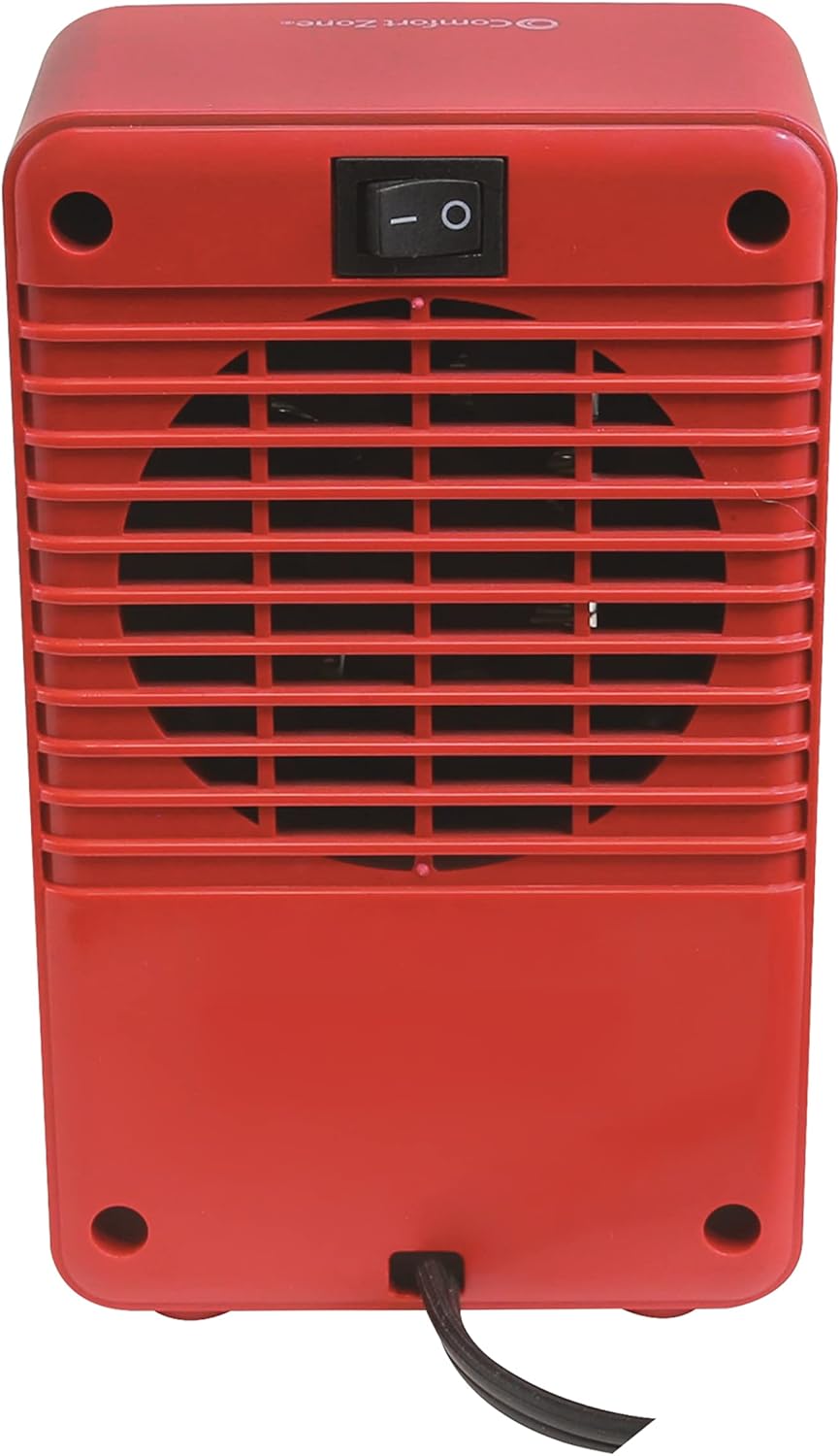 Comfort Zone CZ410RD 200W Portable Ceramic Desktop Heater with Fan, Red Z52347