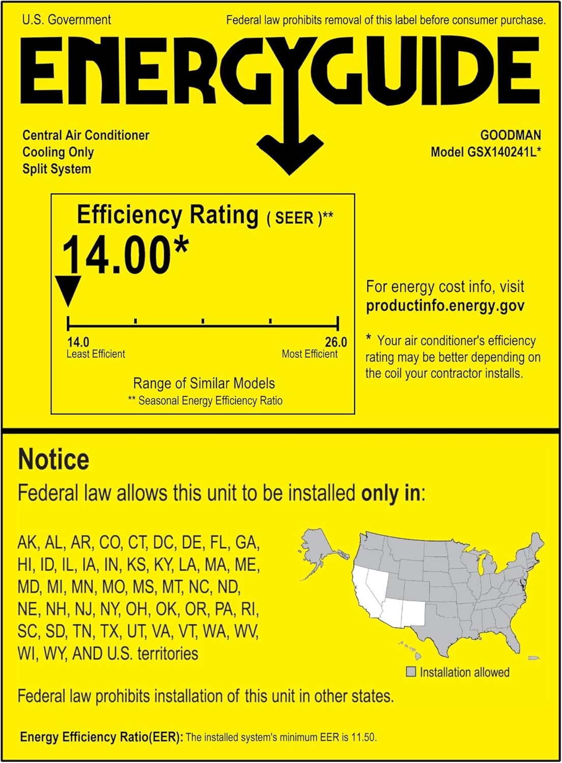 Goodman 2 Ton 14 SEER Multi Speed Central Air Conditioner Split System K5768