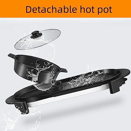 BOEASTER Electric Hot Pot with Grill, Removable Non-Stick, Adjustable Temperature N97558