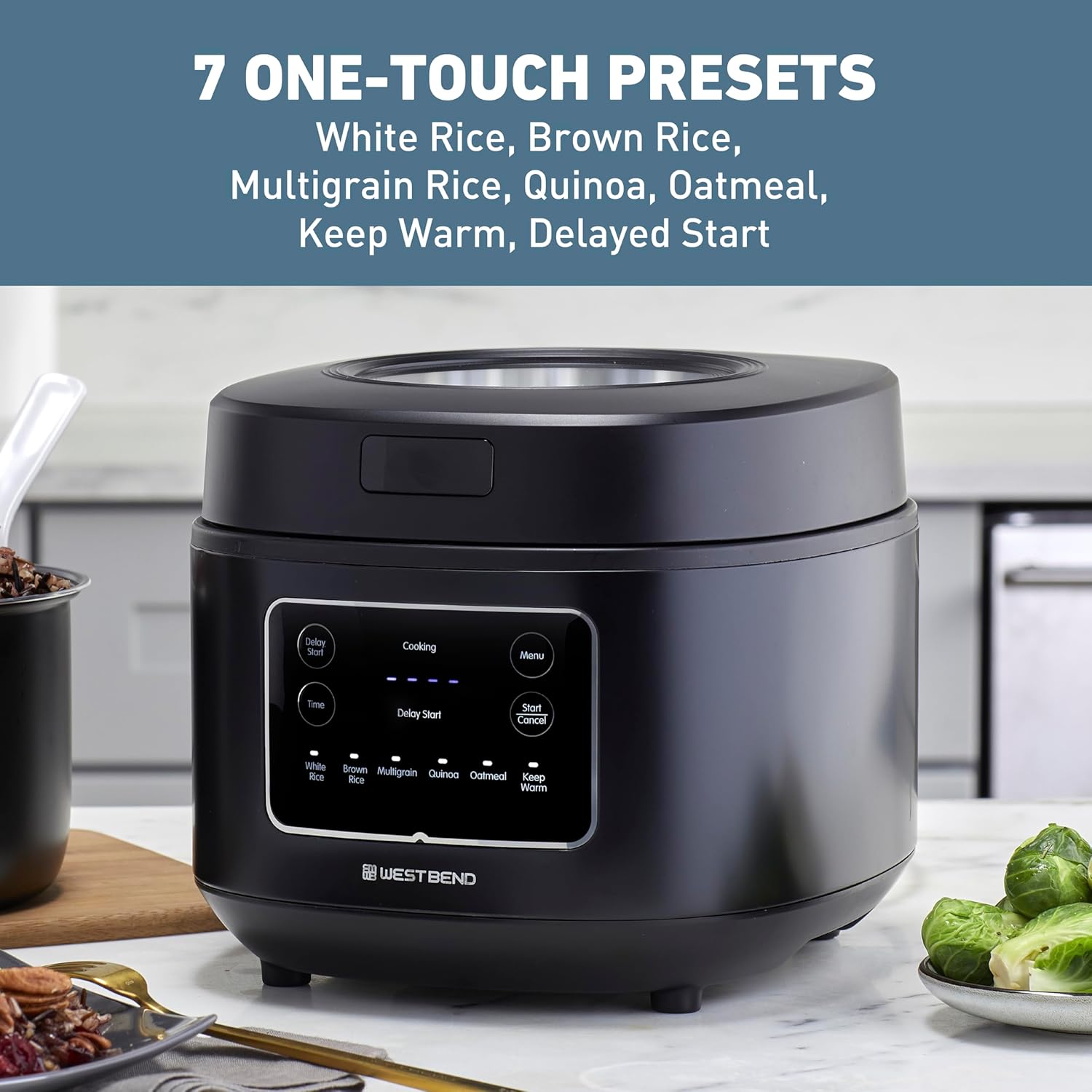 West Bend Programmable Rice & Grain Cooker, 12 Cups Cooked, Black C596627