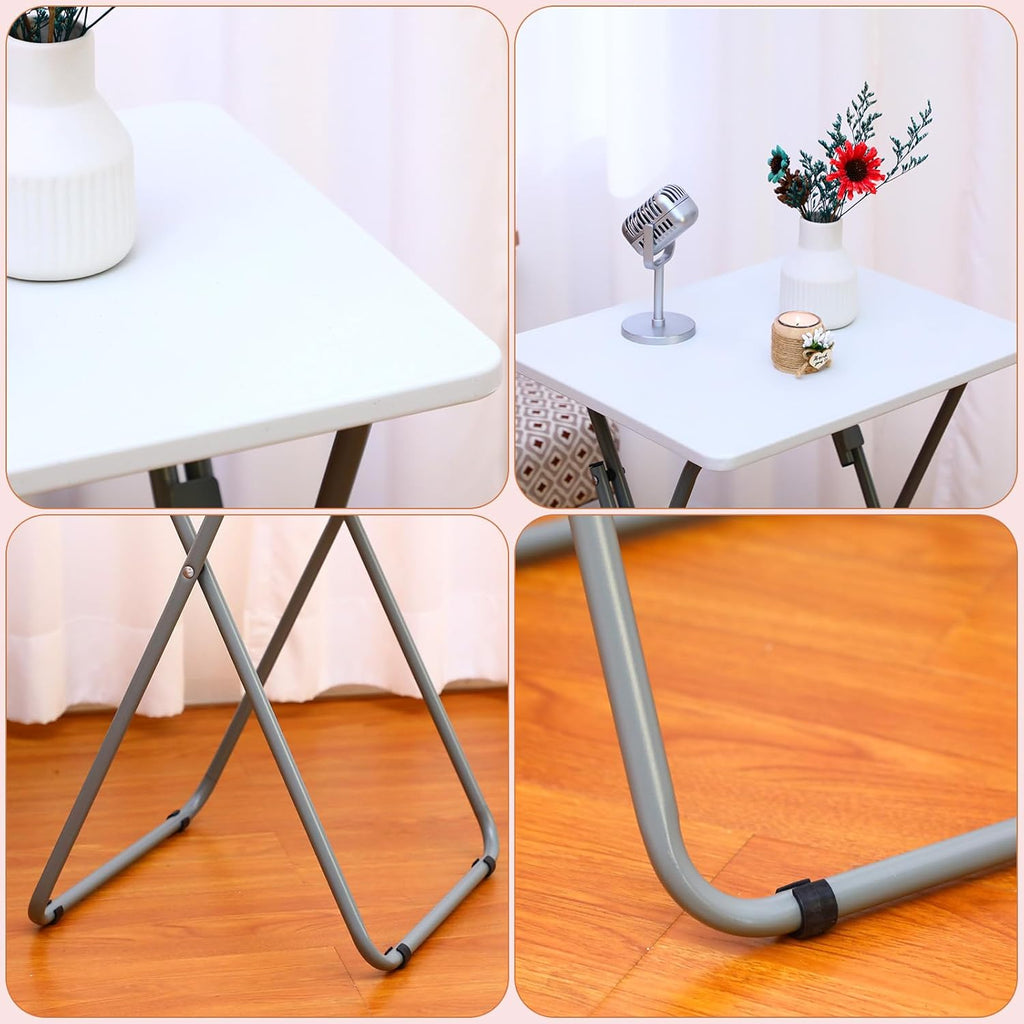 Folding TV Tray Tables Set of 4, White, 19 x 15 x 26 Inch F49145