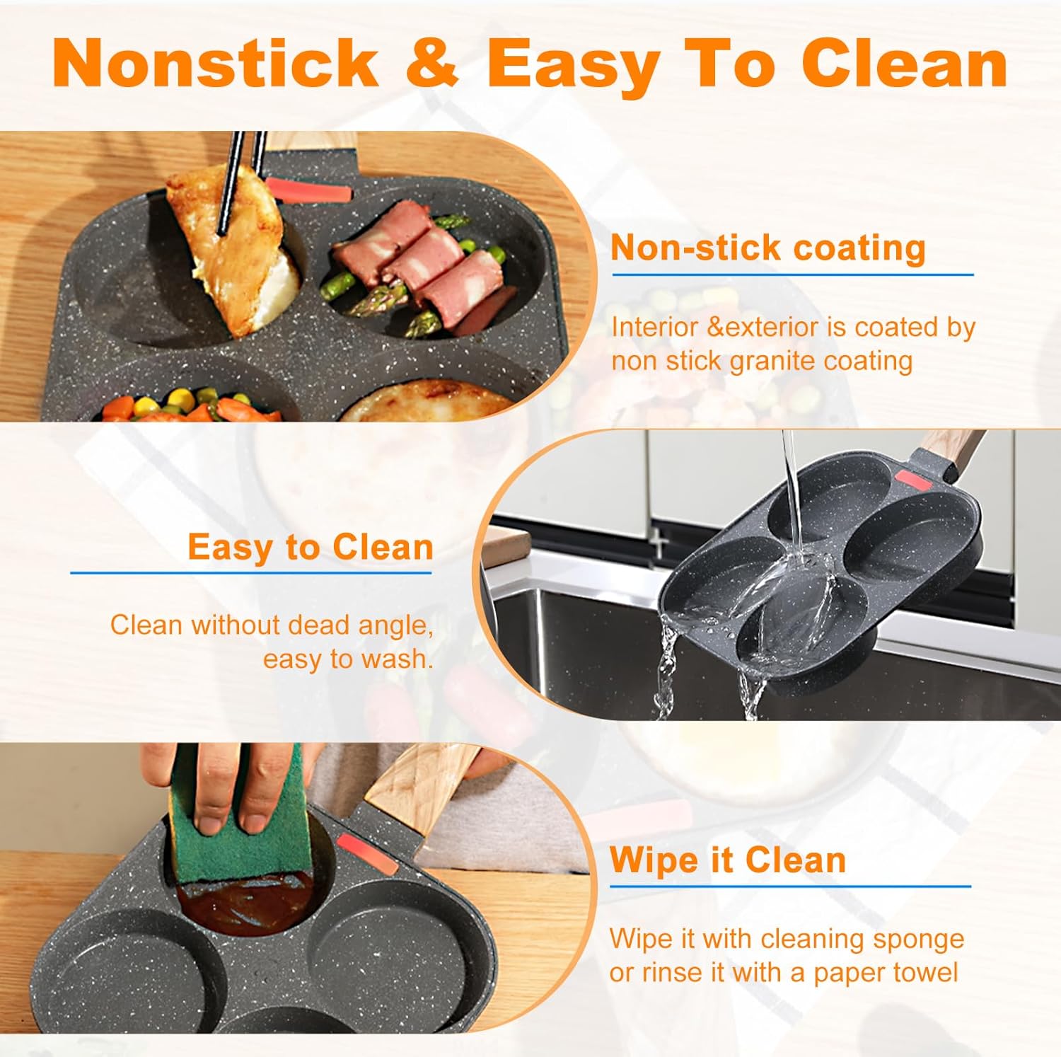 Nonstick 4-Cup Egg Pan for Gas & Induction Cooktops S864295