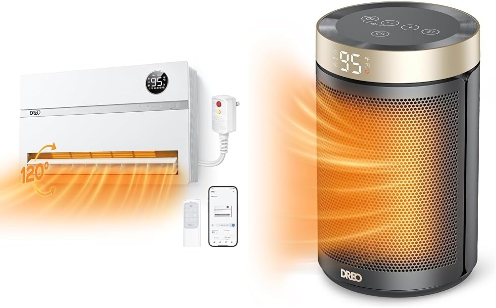 Dreo Wall Heater for Bathroom, Smart Space Heaters with ALCI Plug, 1500W, 120° & Space Heater, Portable Electric Heaters for Indoor Use with Thermostat, Digital Display