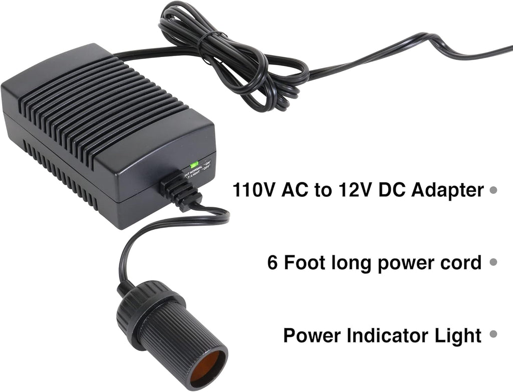 Koolatron AC to DC Converter 110V to 12V Power Adapter with Circuit Breaker, 6ft Cord for Car Fridge & Coolers S36182