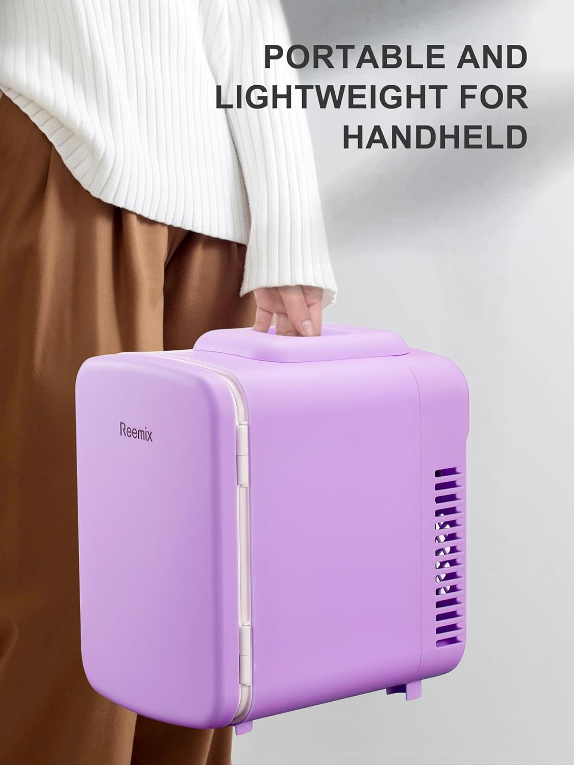 Mini Fridge 3.7 Liter Portable Cooler and Warmer for Skincare, Beverage, Food (Purple) B95870