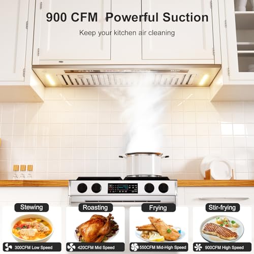 BRANO Insert Range Hood, 900 CFM Voice Control Kitchen Vent Q44580
