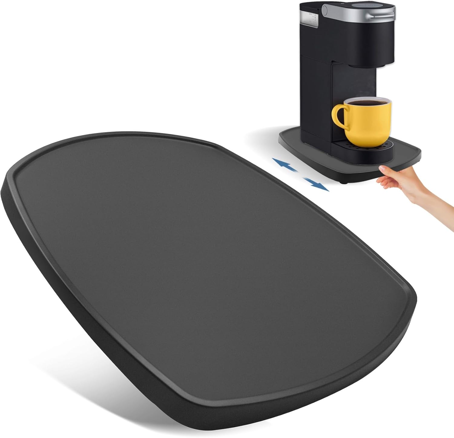 Appliances Slider Tray for Coffee Maker & Coffee Pot, Kitchen Small Appliances Sliding Mat Countertop Organizer, Coffee Bar Accessories Storage Sliding Board for Keurig, Ninja, Toaster(11.4''×13.3'')